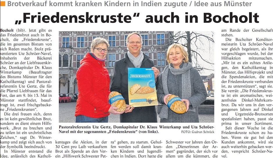 Die Friedenskruste gibt es jetzt auch in Bocholt.